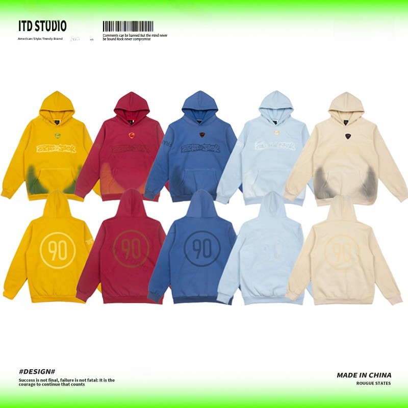 Streetwear Brand Collaborations - جاكيت هودي رجالي مبطن بالصوف، ملابس