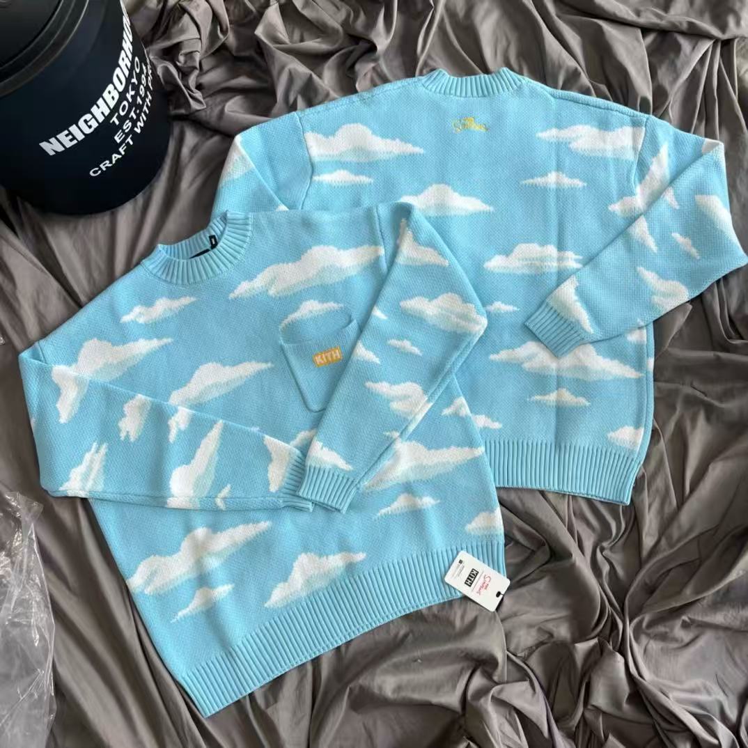 Kith Sweater Knit - سترة محبوكة فضفاضة على الطراز الأمريكي