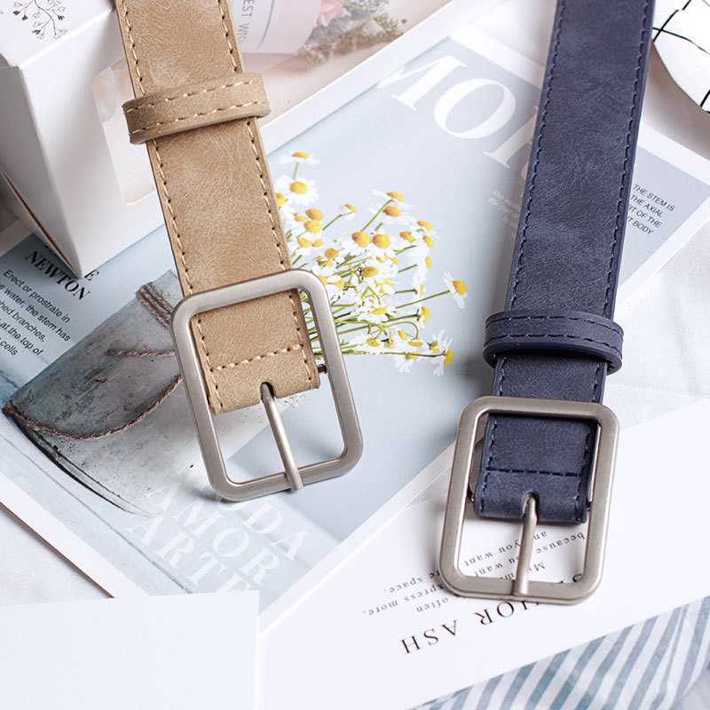 Off White Belt - حزام بسيط ومتعدد الاستخدامات بإبزيم مربع